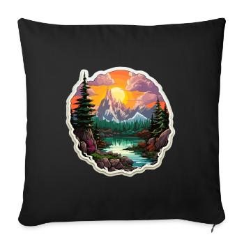 Landschaft - Illustration - Sofakissenbezug 45 x 45 cm - Schwarz - Vorne