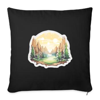 Landschaft - Illustration - Sofakissenbezug 45 x 45 cm - Schwarz - Vorne