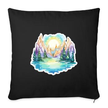 Landschaft - Illustration - Sofakissenbezug 45 x 45 cm - Schwarz - Vorne