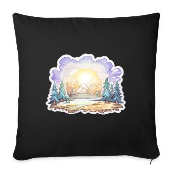 Landschaft - Illustration - Sofakissenbezug 45 x 45 cm - Schwarz - Vorne