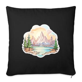 Landschaft - Illustration - Sofakissenbezug 45 x 45 cm - Schwarz - Vorne