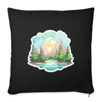 Landschaft - Illustration - Sofakissenbezug 45 x 45 cm - Schwarz - Vorne