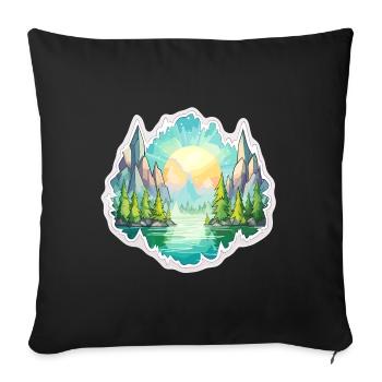 Landschaft - Illustration - Sofakissenbezug 45 x 45 cm - Schwarz - Vorne