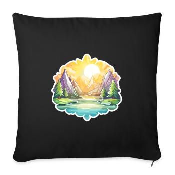Landschaft - Illustration - Sofakissenbezug 45 x 45 cm - Schwarz - Vorne