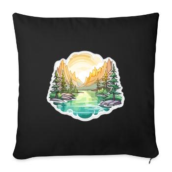 Landschaft - Illustration - Sofakissenbezug 45 x 45 cm - Schwarz - Vorne
