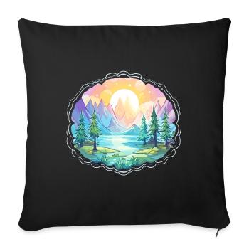 Landschaft - Illustration - Sofakissenbezug 45 x 45 cm - Schwarz - Vorne