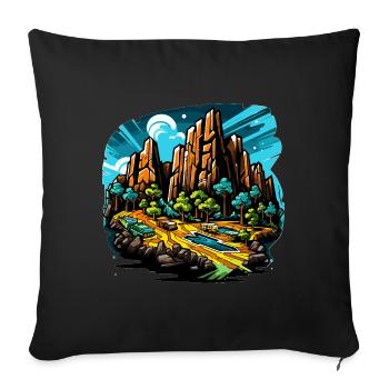 Landscape - Illustration - Sofa pillowcase 17,3'' x 17,3'' (45 x 45 cm) - black - Front