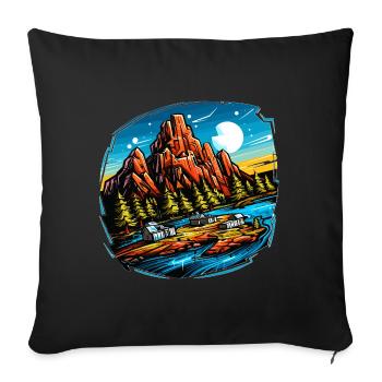 Landschaft - Illustration - Sofakissenbezug 45 x 45 cm - Schwarz - Vorne