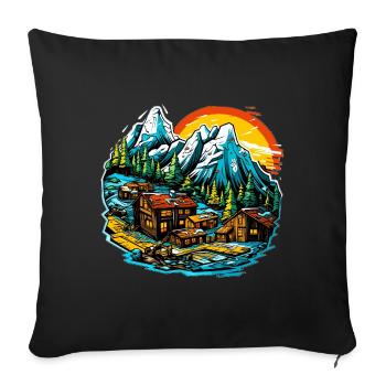 Landschaft - Illustration - Sofakissenbezug 45 x 45 cm - Schwarz - Vorne