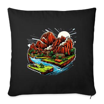 Landschaft - Illustration - Sofakissenbezug 45 x 45 cm - Schwarz - Vorne
