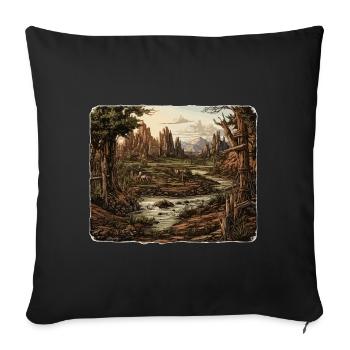 Landscape - Illustration - Sofa pillowcase 17,3'' x 17,3'' (45 x 45 cm) - black - Front