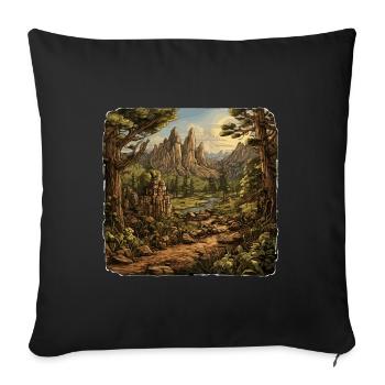 Landschaft - Illustration - Sofakissenbezug 45 x 45 cm - Schwarz - Vorne