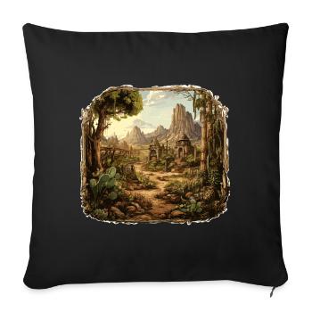 Landschaft - Illustration - Sofakissenbezug 45 x 45 cm - Schwarz - Vorne