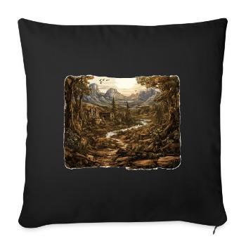 Landschaft - Illustration - Sofakissenbezug 45 x 45 cm - Schwarz - Vorne