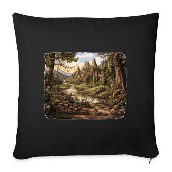 Landschaft - Illustration - Sofakissenbezug 45 x 45 cm - Schwarz - Vorne