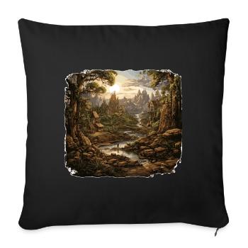 Landschaft - Illustration - Sofakissenbezug 45 x 45 cm - Schwarz - Vorne