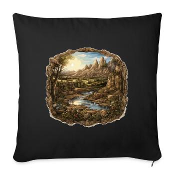 Landschaft - Illustration - Sofakissenbezug 45 x 45 cm - Schwarz - Vorne