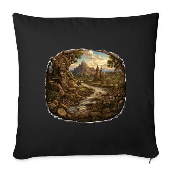 Landschaft - Illustration - Sofakissenbezug 45 x 45 cm - Schwarz - Vorne