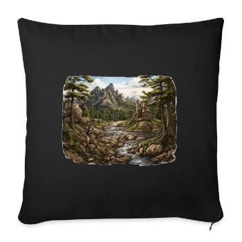 Landschaft - Illustration - Sofakissenbezug 45 x 45 cm - Schwarz - Vorne