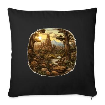 Landschaft - Illustration - Sofakissenbezug 45 x 45 cm - Schwarz - Vorne