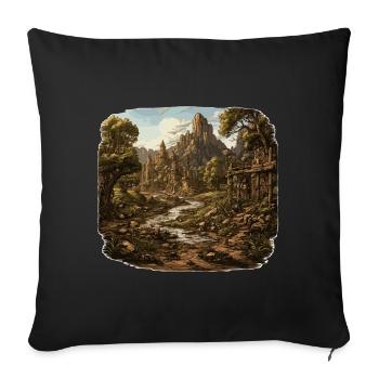 Landschaft - Illustration - Sofakissenbezug 45 x 45 cm - Schwarz - Vorne