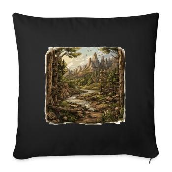Landschaft - Illustration - Sofakissenbezug 45 x 45 cm - Schwarz - Vorne