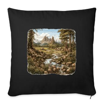 Landschaft - Illustration - Sofakissenbezug 45 x 45 cm - Schwarz - Vorne