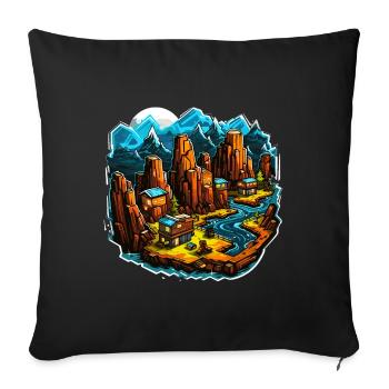 Landschaft - Illustration - Sofakissenbezug 45 x 45 cm - Schwarz - Vorne