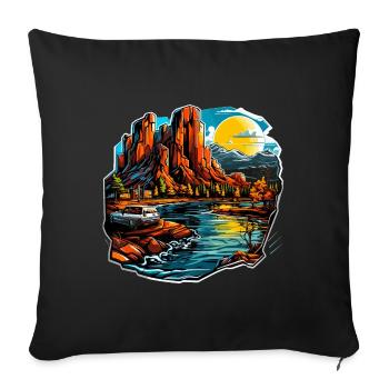 Landscape - Illustration - Sofa pillowcase 17,3'' x 17,3'' (45 x 45 cm) - black - Front