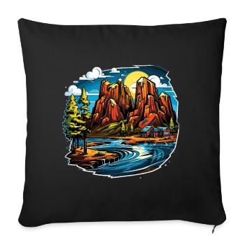 Landscape - Illustration - Sofa pillowcase 17,3'' x 17,3'' (45 x 45 cm) - black - Front