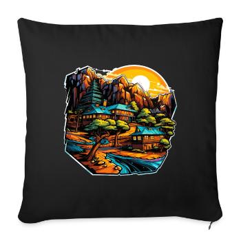 Landscape - Illustration - Sofa pillowcase 17,3'' x 17,3'' (45 x 45 cm) - black - Front