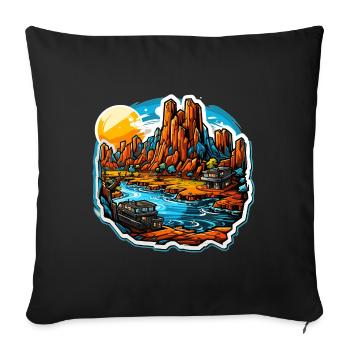 Landscape - Illustration - Sofa pillowcase 17,3'' x 17,3'' (45 x 45 cm) - black - Front