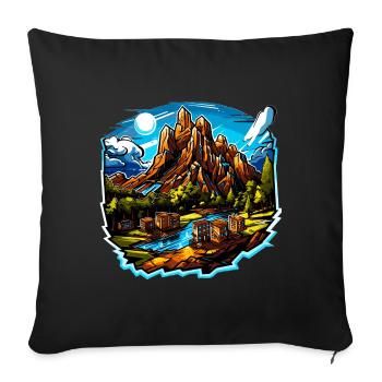 Landscape - Illustration - Sofa pillowcase 17,3'' x 17,3'' (45 x 45 cm) - black - Front