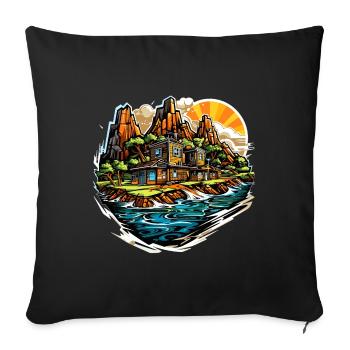 Landschaft - Illustration - Sofakissenbezug 45 x 45 cm - Schwarz - Vorne
