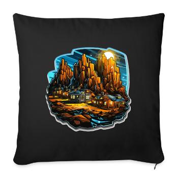 Landschaft - Illustration - Sofakissenbezug 45 x 45 cm - Schwarz - Vorne