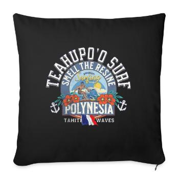 Teahupoo Surf Polynesien - Sofakissenbezug 45 x 45 cm - Schwarz - Vorne