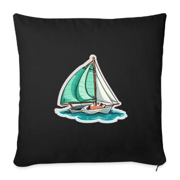 Sailboat - illustration - Sofa pillowcase 17,3'' x 17,3'' (45 x 45 cm) - black - Front