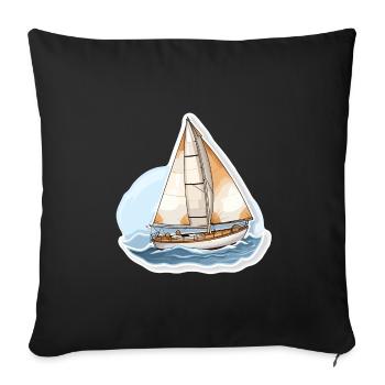 Sailboat - illustration - Sofa pillowcase 17,3'' x 17,3'' (45 x 45 cm) - black - Front