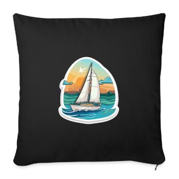 Sailboat - illustration - Sofa pillowcase 17,3'' x 17,3'' (45 x 45 cm) - black - Front