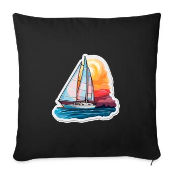 Sailboat - illustration - Sofa pillowcase 17,3'' x 17,3'' (45 x 45 cm) - black - Front
