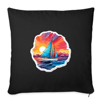 Sailboat - illustration - Sofa pillowcase 17,3'' x 17,3'' (45 x 45 cm) - black - Front