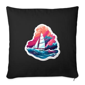 Sailboat - illustration - Sofa pillowcase 17,3'' x 17,3'' (45 x 45 cm) - black - Front