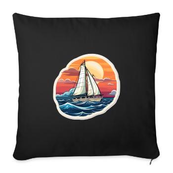 Sailboat - illustration - Sofa pillowcase 17,3'' x 17,3'' (45 x 45 cm) - black - Front