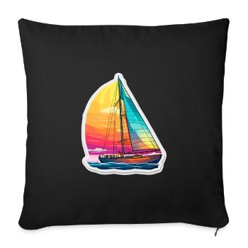 Sailboat - illustration - Sofa pillowcase 17,3'' x 17,3'' (45 x 45 cm) - black - Front