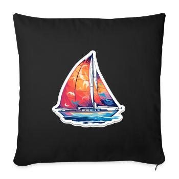 Sailboat - illustration - Sofa pillowcase 17,3'' x 17,3'' (45 x 45 cm) - black - Front