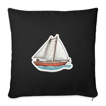 Sailboat - illustration - Sofa pillowcase 17,3'' x 17,3'' (45 x 45 cm) - black - Front