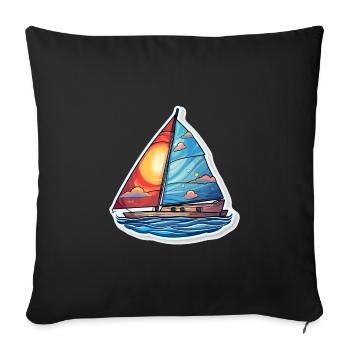 Sailboat - illustration - Sofa pillowcase 17,3'' x 17,3'' (45 x 45 cm) - black - Front