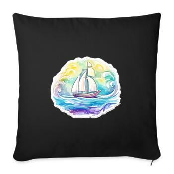 Sailboat - illustration - Sofa pillowcase 17,3'' x 17,3'' (45 x 45 cm) - black - Front