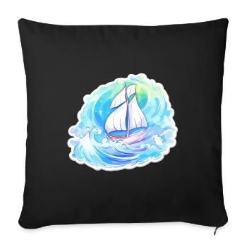 Sailboat - illustration - Sofa pillowcase 17,3'' x 17,3'' (45 x 45 cm) - black - Front