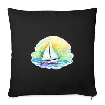 Sailboat - illustration - Sofa pillowcase 17,3'' x 17,3'' (45 x 45 cm) - black - Front